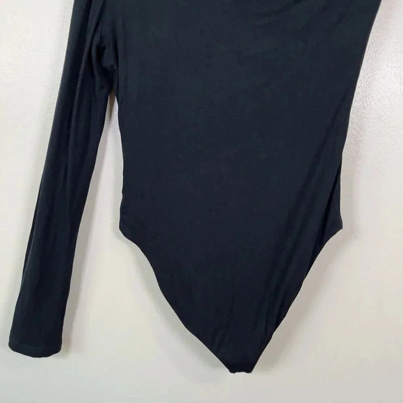 Shaina Mote Womens Size 4 Cowl Neck Black Soft One Shoulder Bodysuit - Picture 11 of 12
